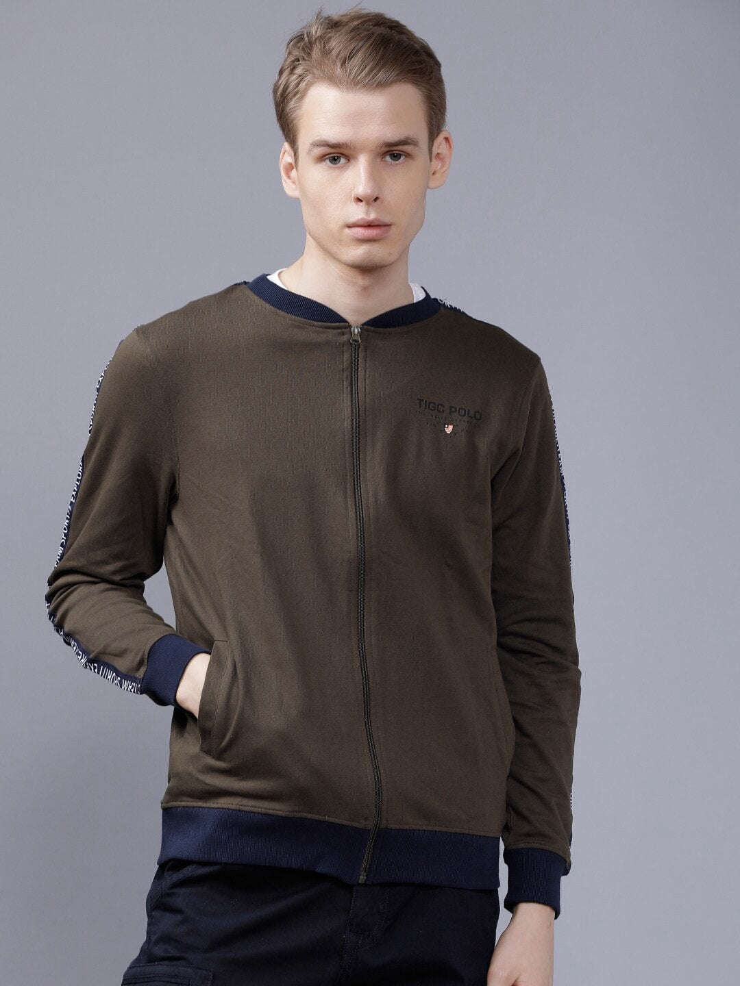 Shop Men Baseball Collar Sweatshirt Online.