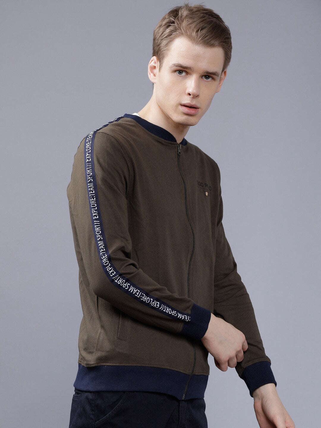 Shop Men Baseball Collar Sweatshirt Online.