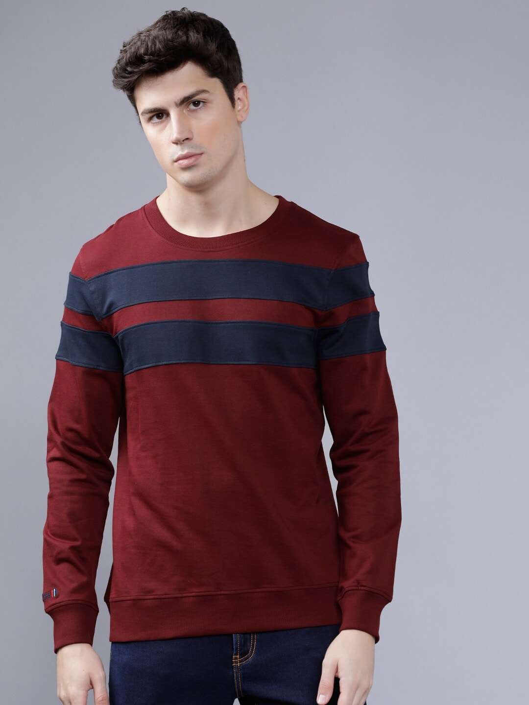 Shop Men's Striped Slim Fit Sweatshirt Online.