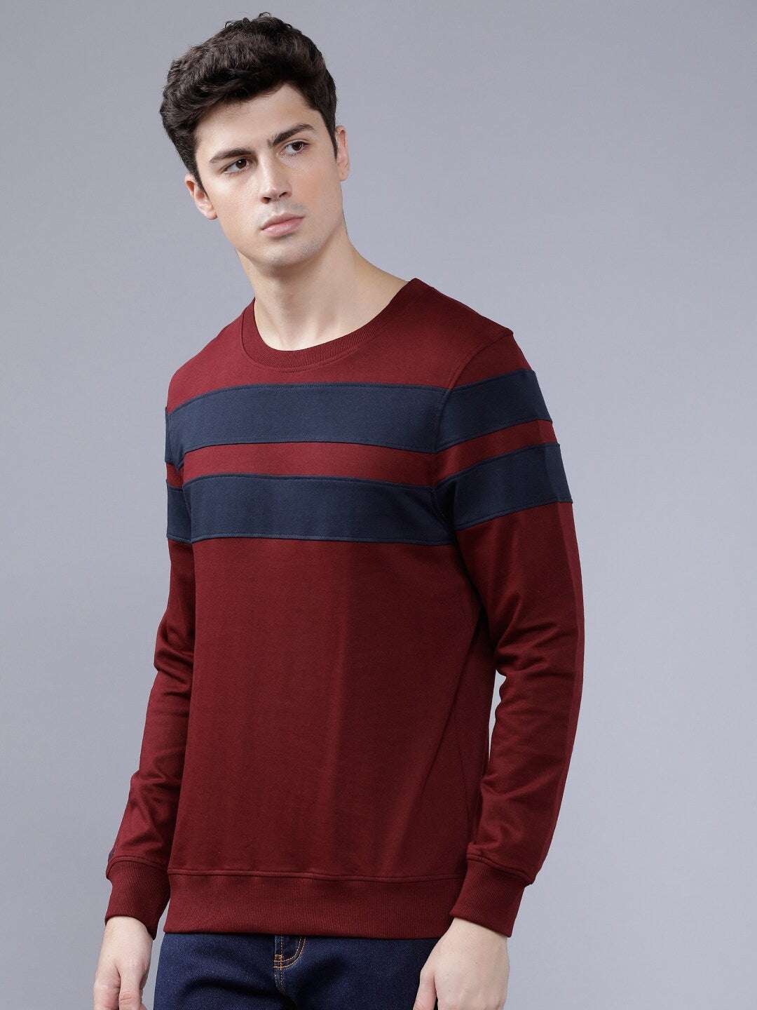 Shop Men's Striped Slim Fit Sweatshirt Online.