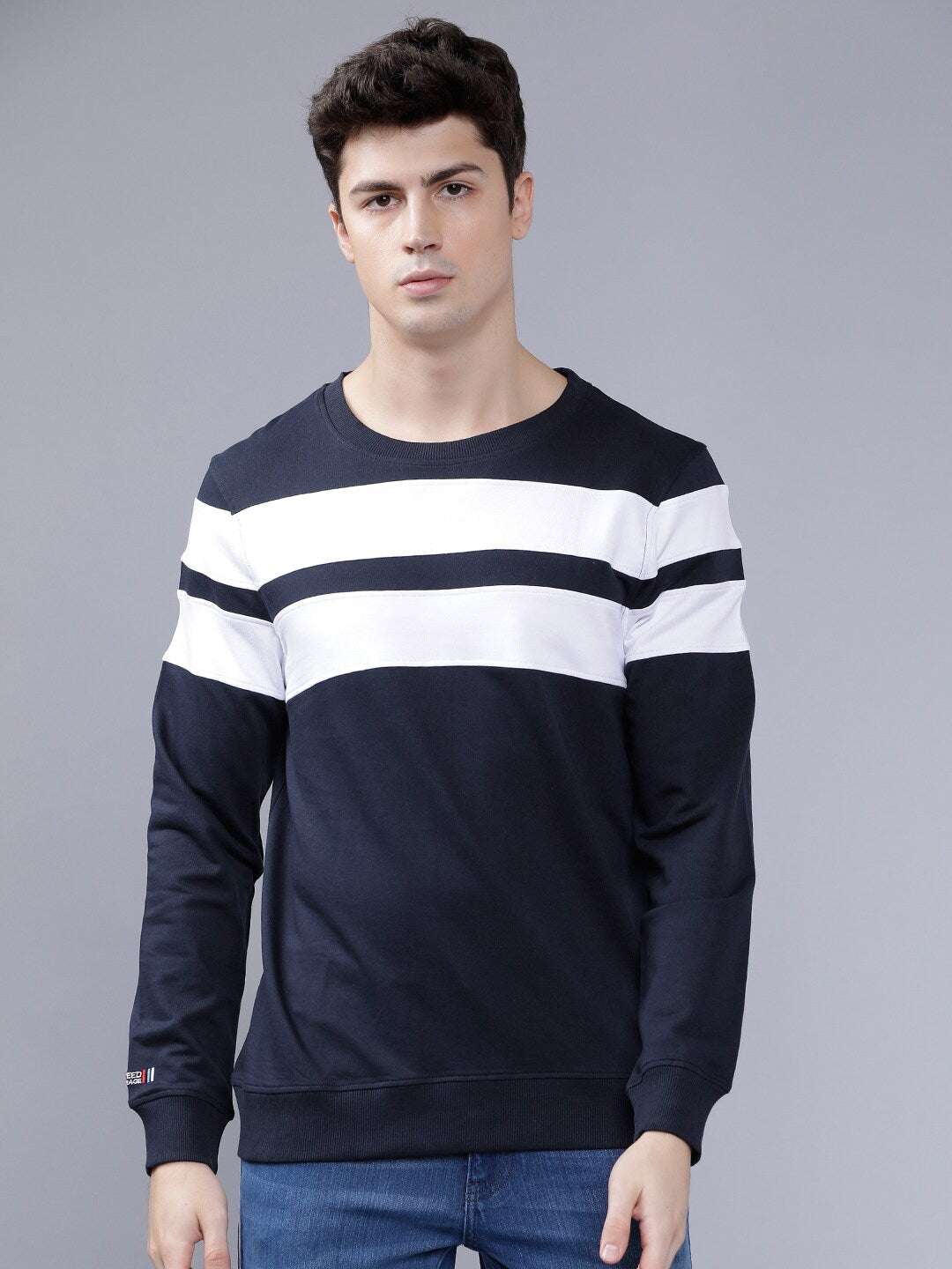 Shop Men's Striped Slim Fit Sweatshirt Online.