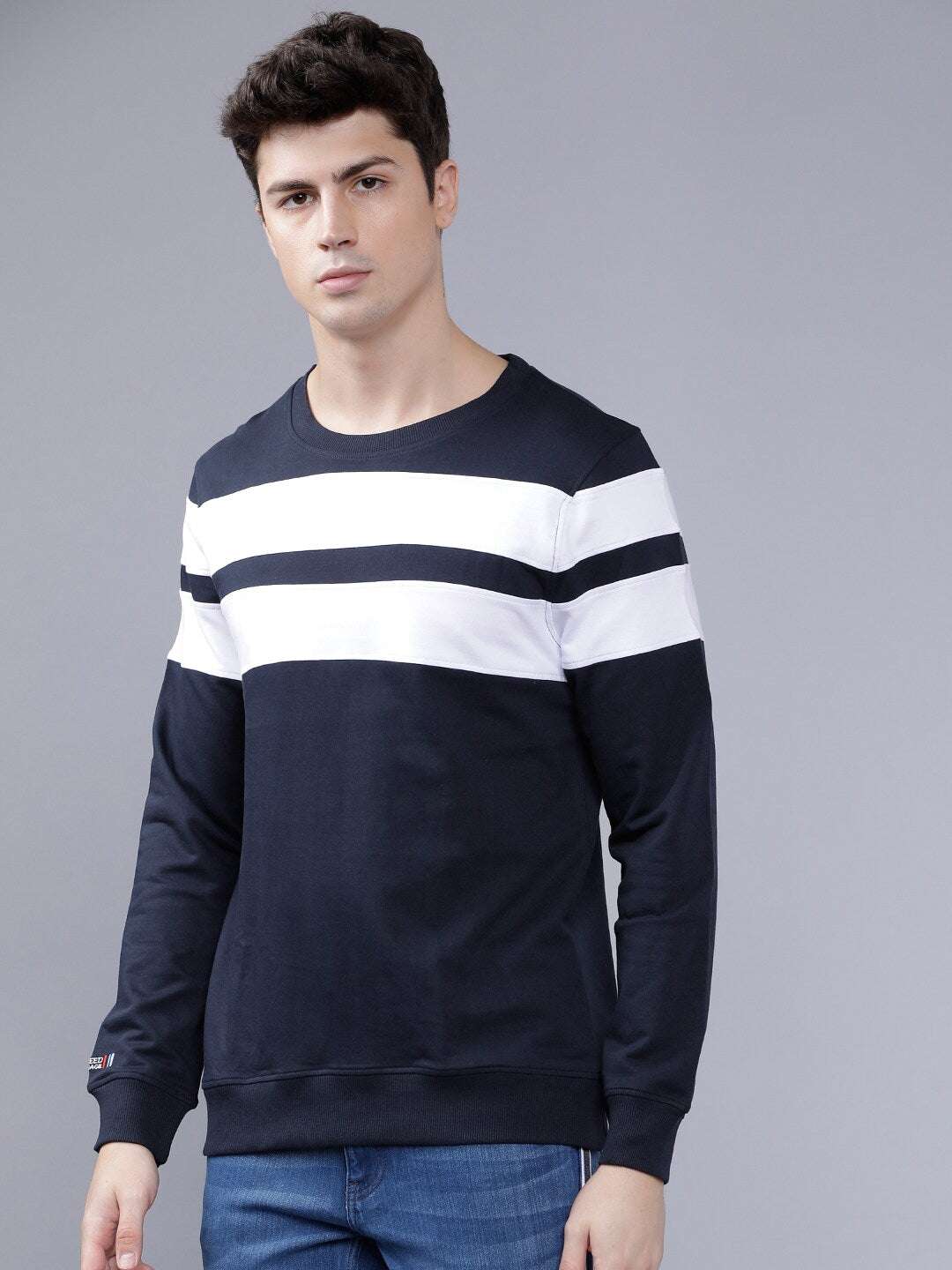 Shop Men's Striped Slim Fit Sweatshirt Online.