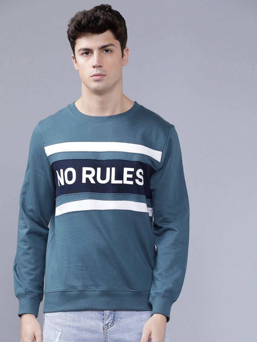 Shop Men's Typographic Printed Slim Fit Sweatshirt Online.