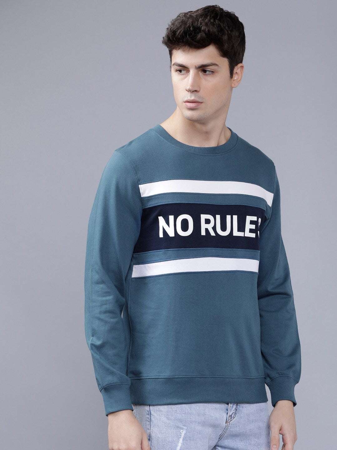 Shop Men's Typographic Printed Slim Fit Sweatshirt Online.