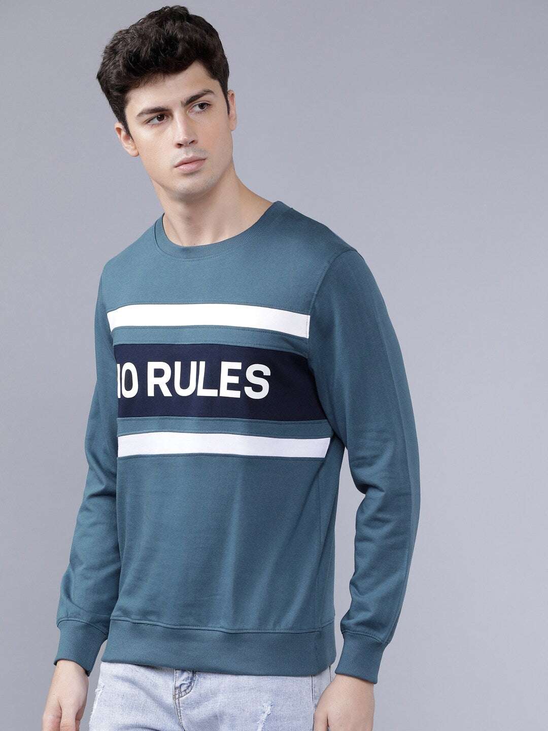 Shop Men's Typographic Printed Slim Fit Sweatshirt Online.