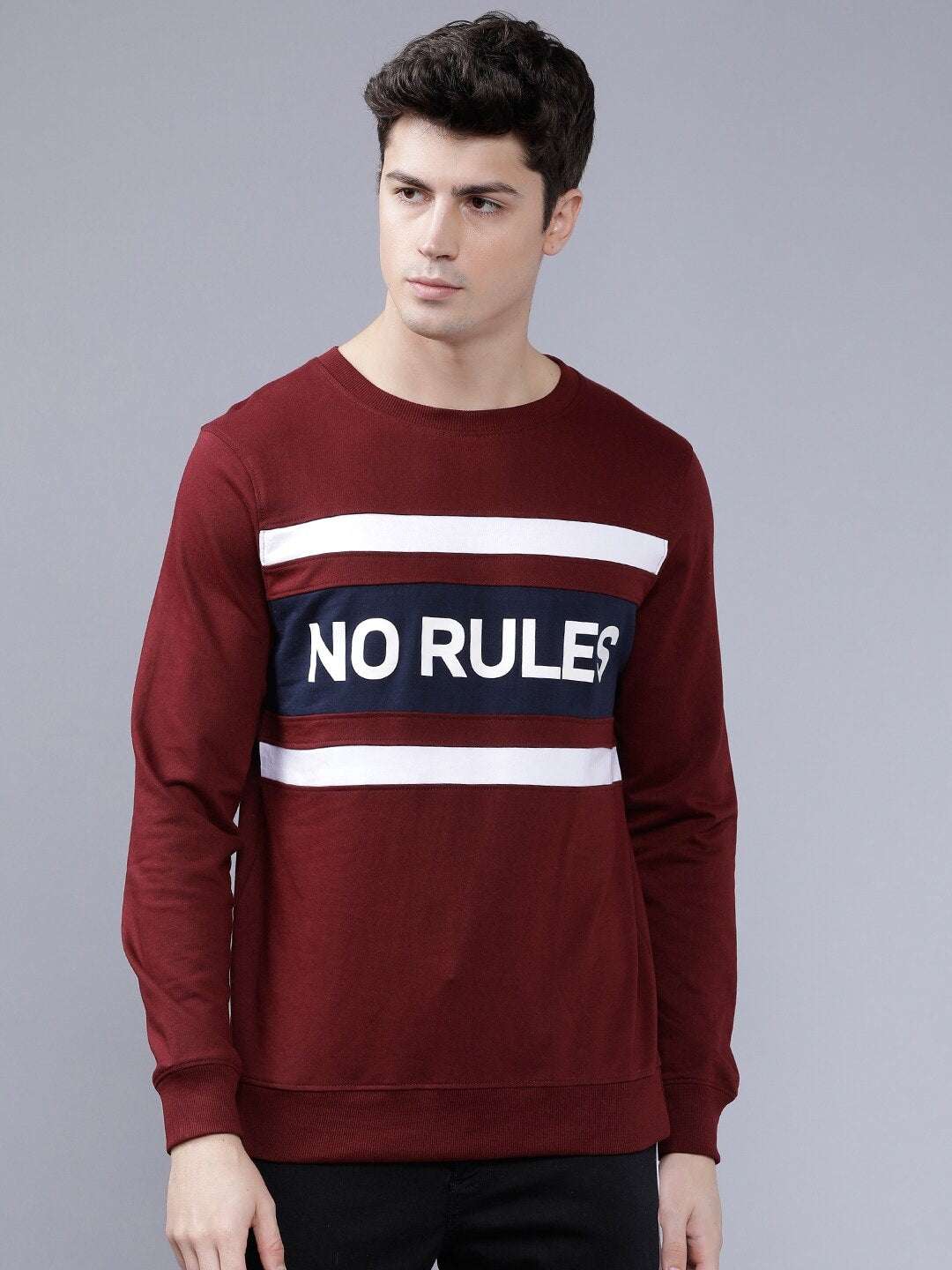 Shop Men's Typographic Printed Slim Fit Sweatshirt Online.