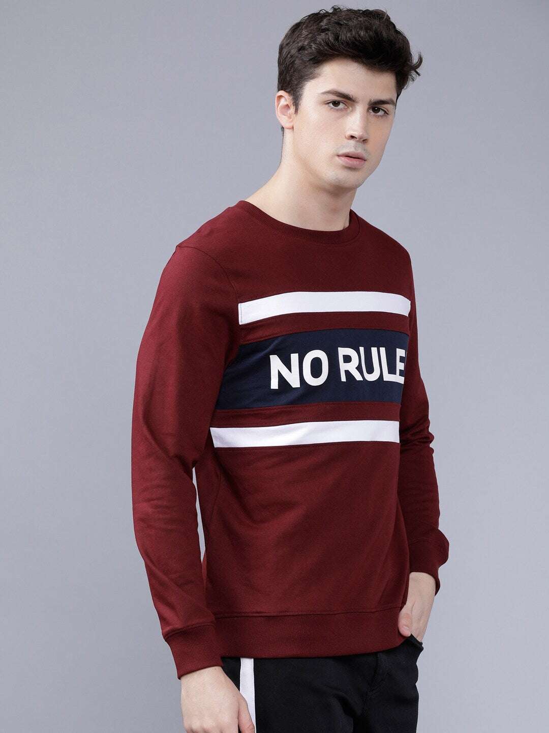 Shop Men's Typographic Printed Slim Fit Sweatshirt Online.