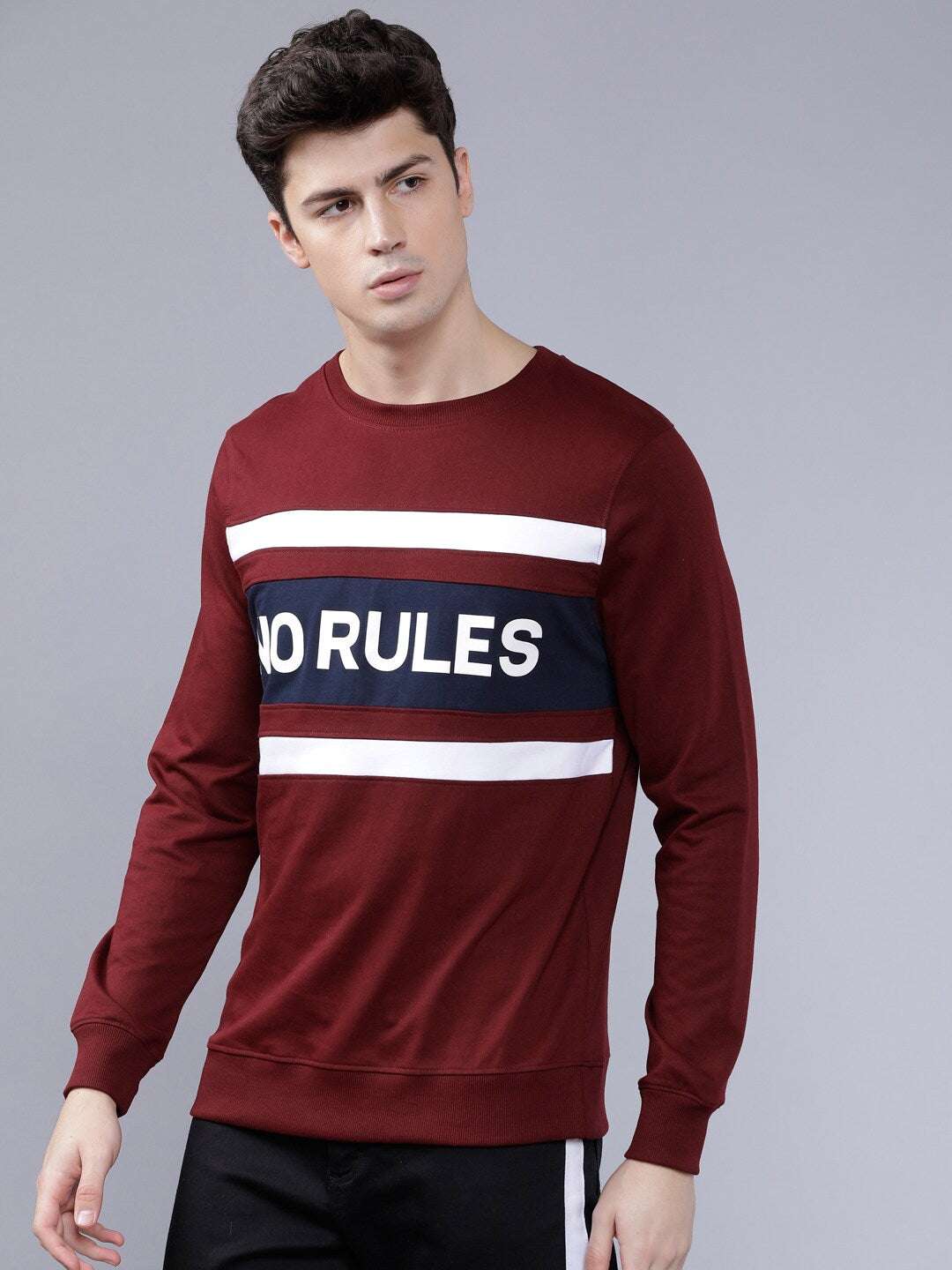 Shop Men's Typographic Printed Slim Fit Sweatshirt Online.