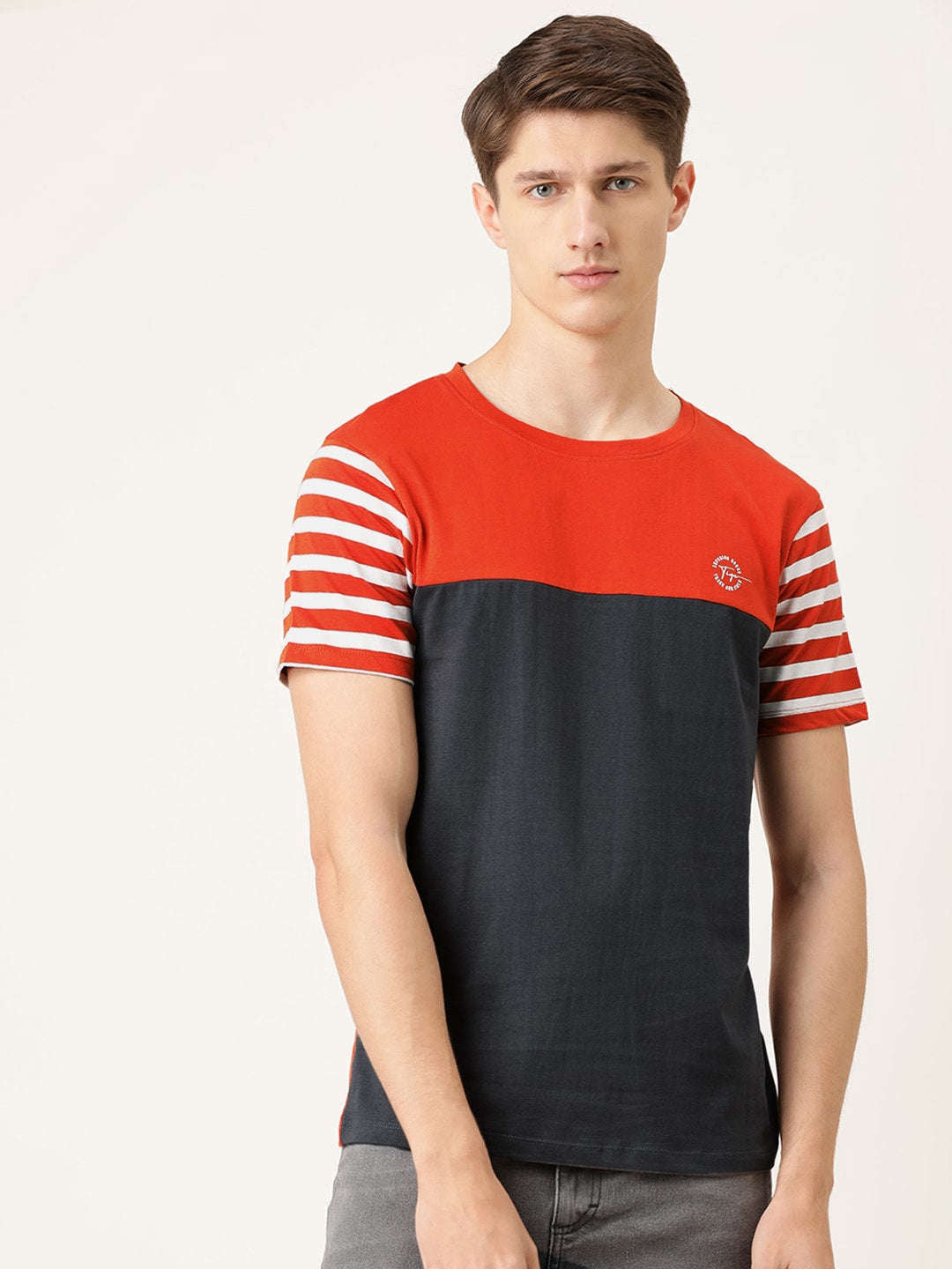 Shop Men Colourblocked TShirt Online.