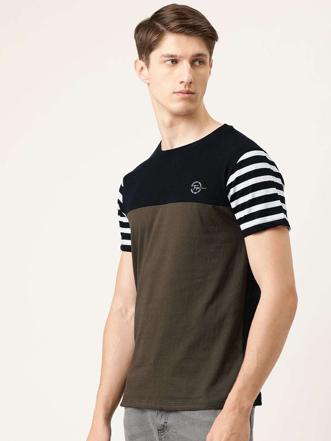 Shop Men Colourblocked TShirt Online.