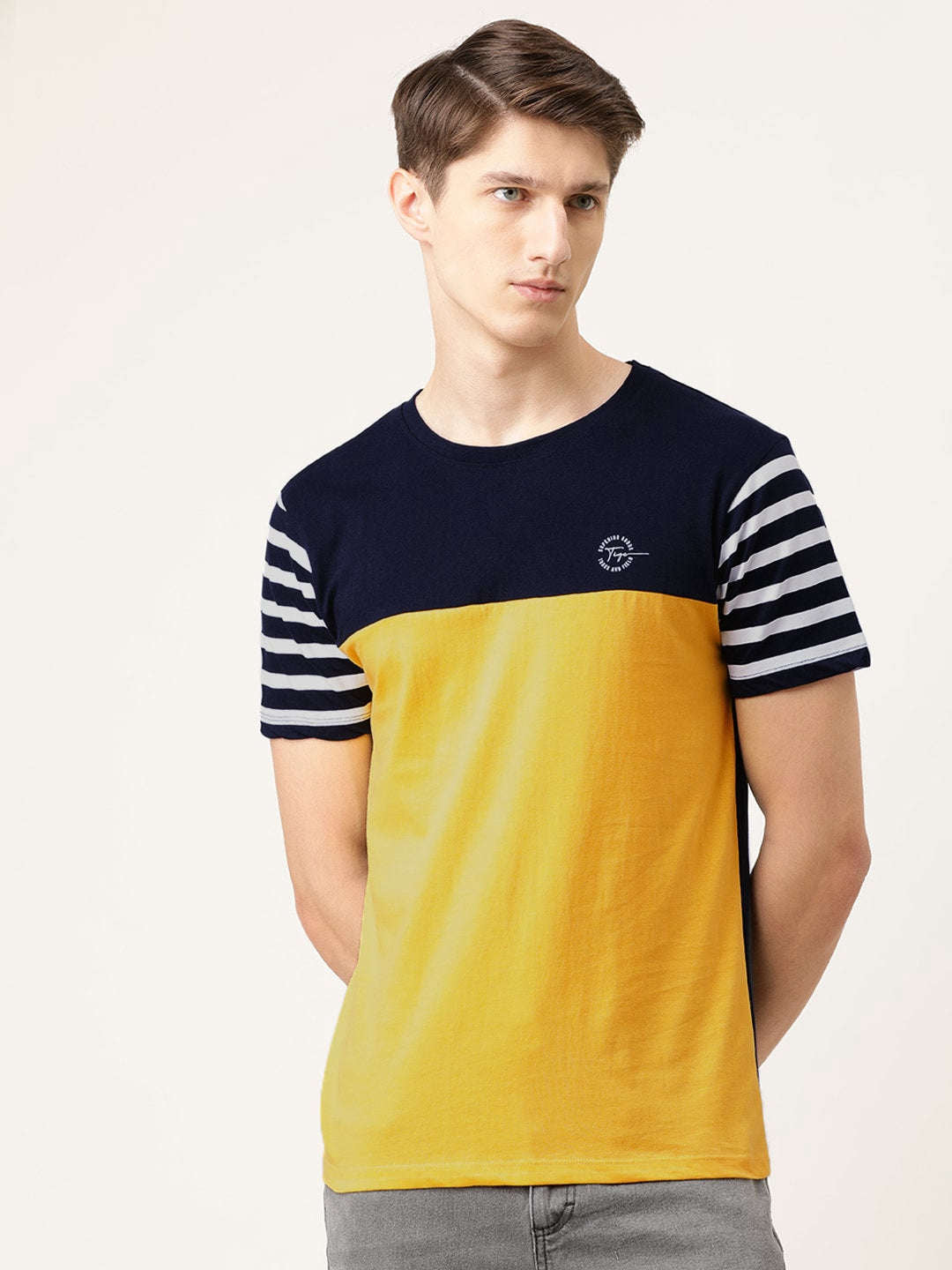 Shop Men Colourblocked TShirt Online.