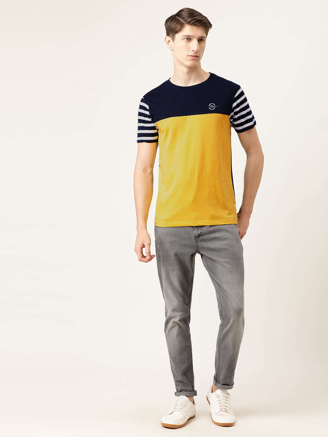 Shop Men Colourblocked TShirt Online.