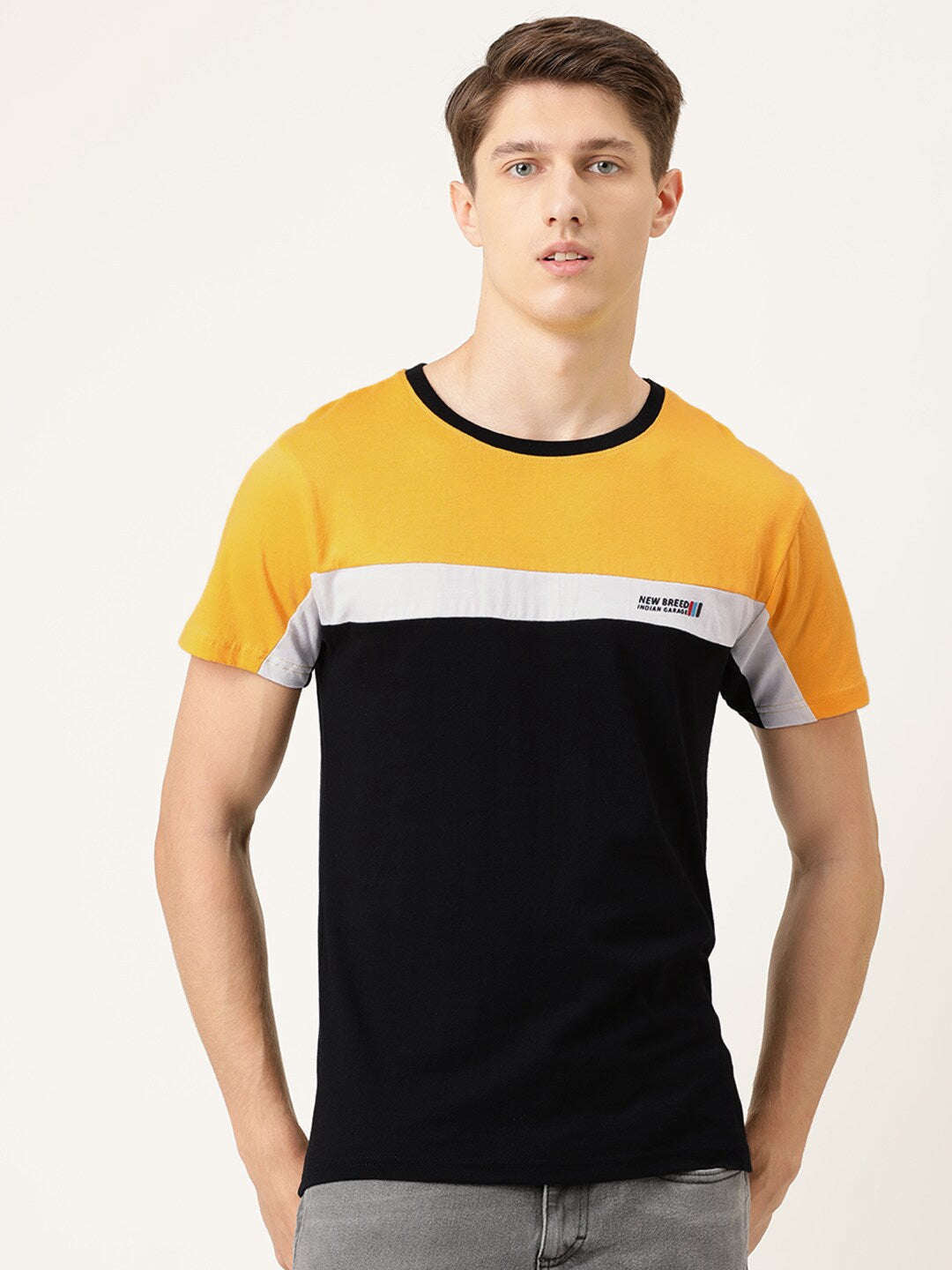 Shop Men Colourblocked TShirt Online.