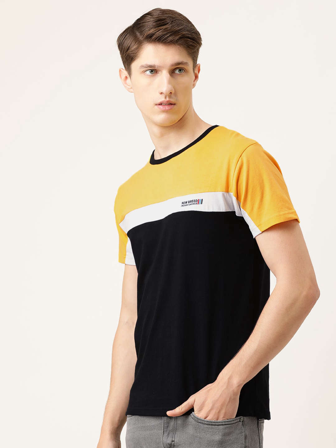 Shop Men Colourblocked TShirt Online.