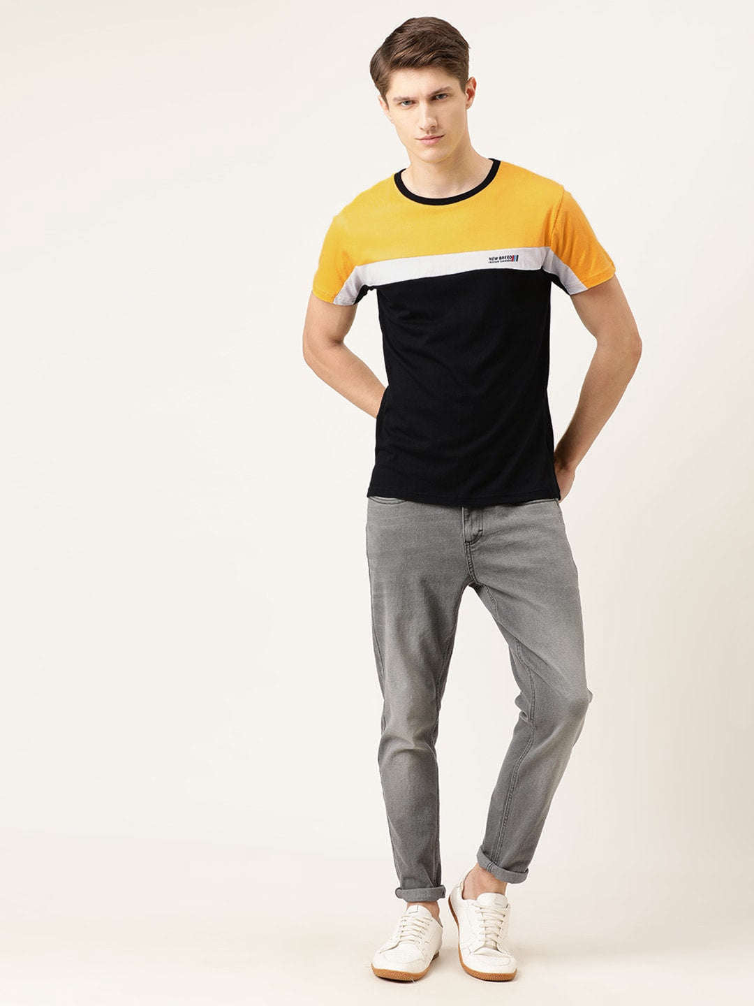 Shop Men Colourblocked TShirt Online.