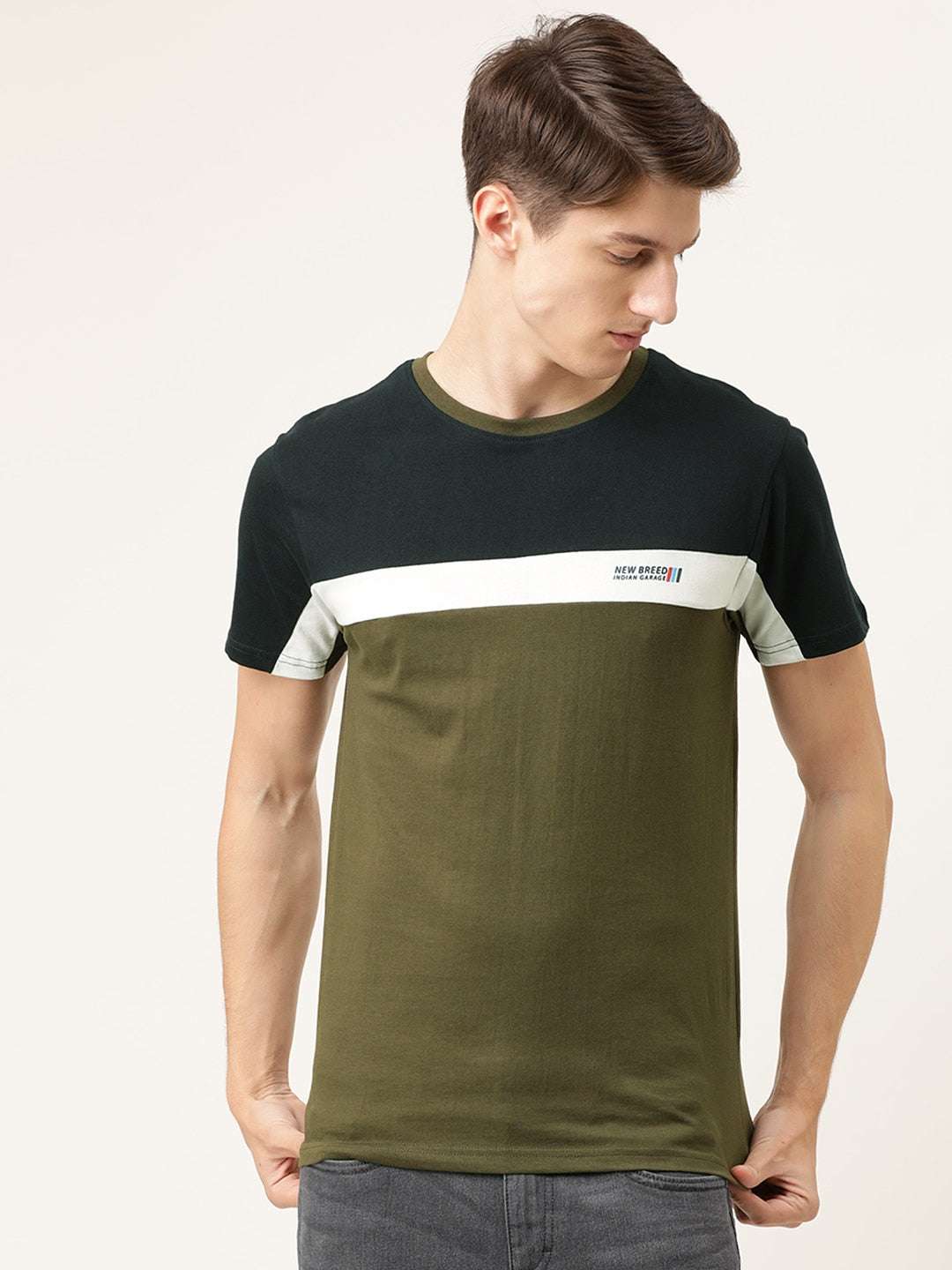 Shop Men Colourblocked TShirt Online.