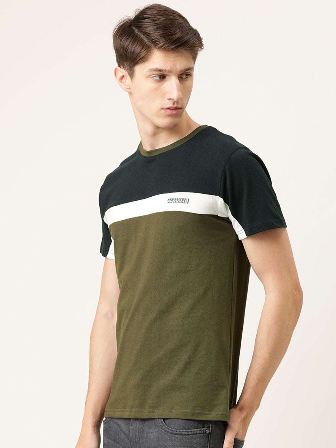 Shop Men Colourblocked TShirt Online.