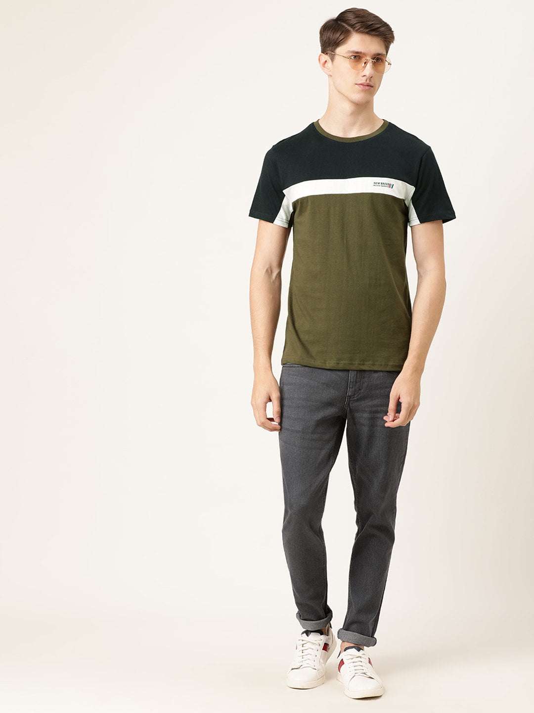 Shop Men Colourblocked TShirt Online.