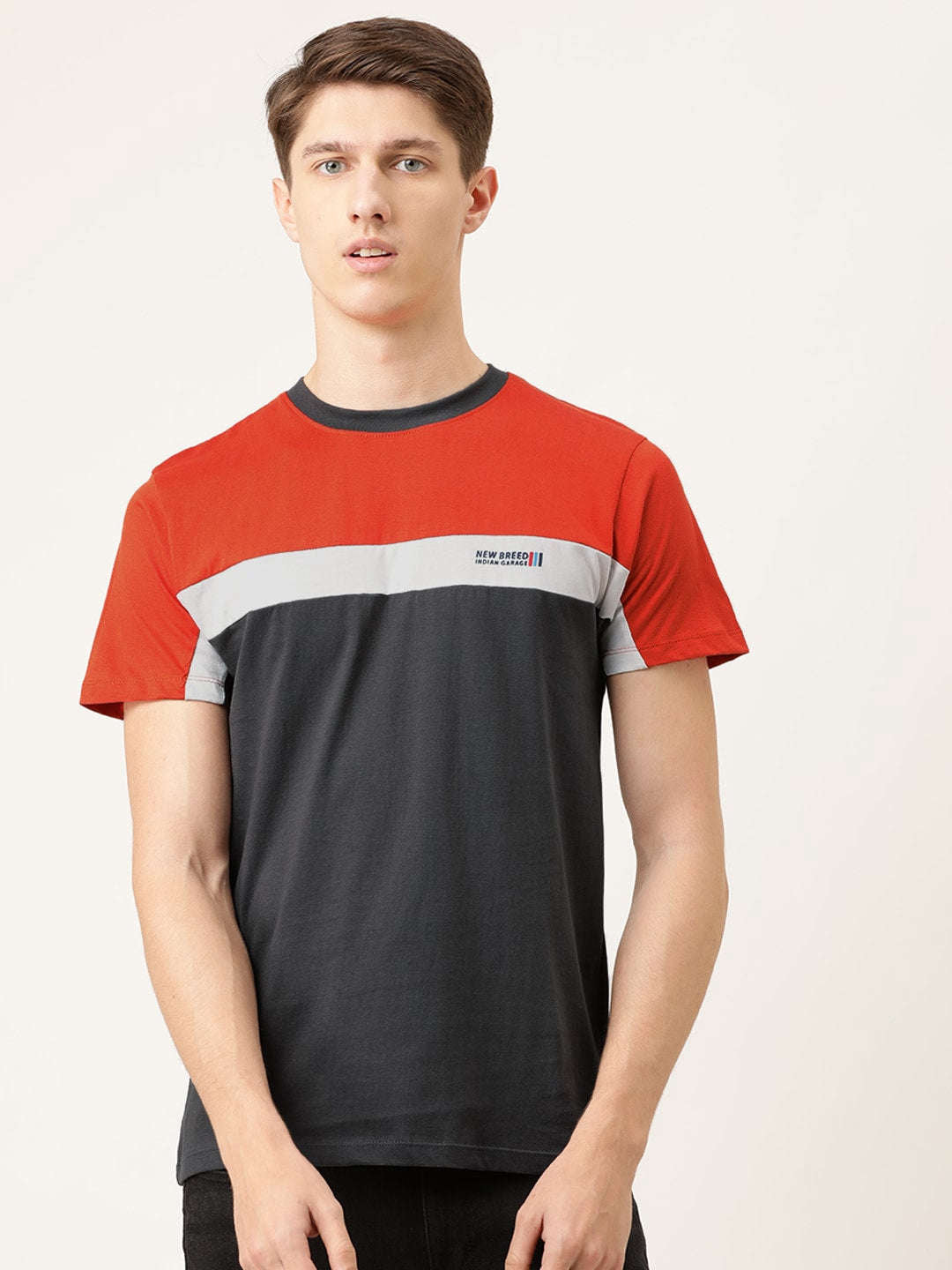 Shop Men Colourblocked TShirt Online.