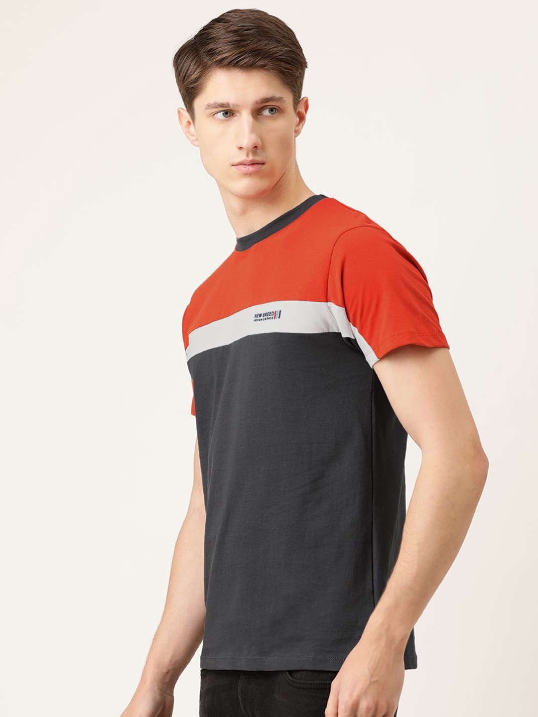 Shop Men Colourblocked TShirt Online.