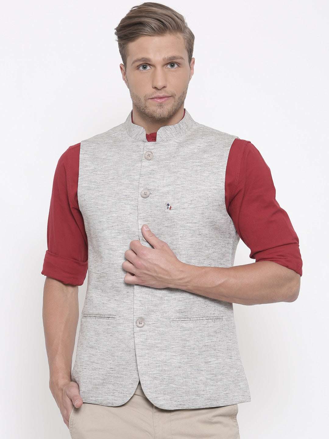 Shop Men Solid Nehru Jacket Online.