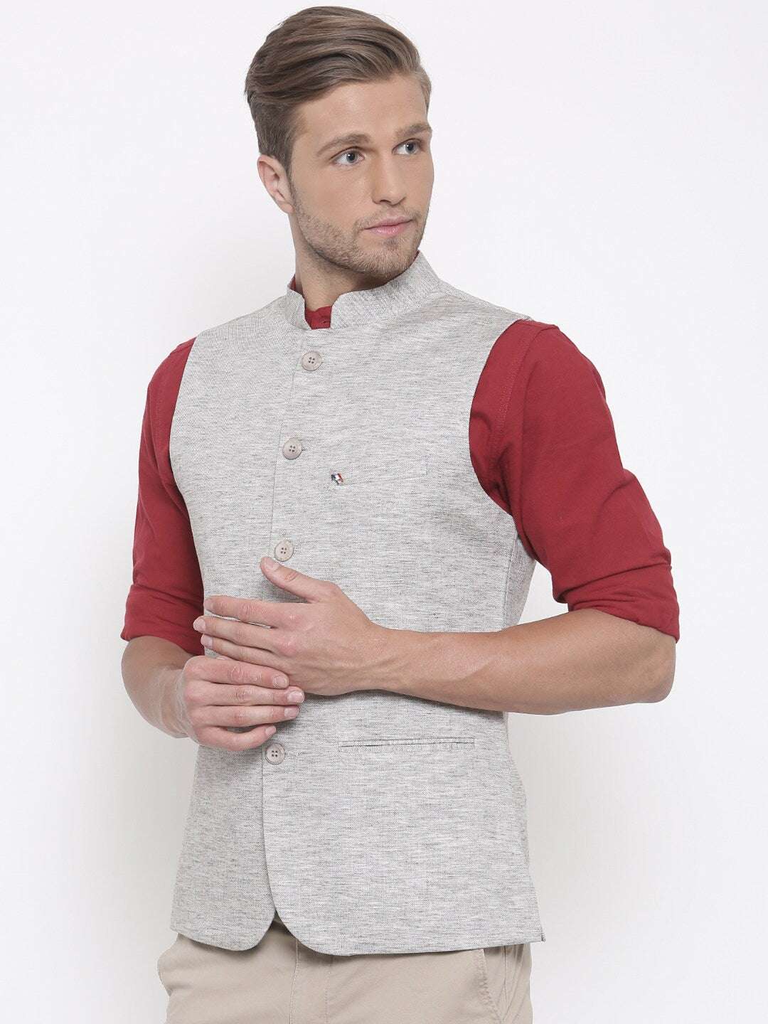 Shop Men Solid Nehru Jacket Online.