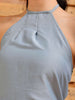Shop Women's Blue Fitted Solid Casual Wrap Dress Online.