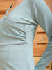 Shop Women's Blue Fitted Textured Casual Wrap Dress Online.
