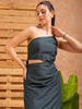 Shop Women's Green Fitted Solid Partywear One Shoulder Dress Online.