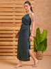 Shop Women's Green Fitted Solid Partywear One Shoulder Dress Online.