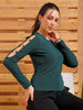 Shop Women's Green Fitted Textured Regular Top Online.