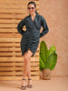 Shop Women's Green Regular Fit Solid Casual Ruched Dress Online.
