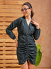 Shop Women's Green Regular Fit Solid Casual Ruched Dress Online.