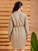 Shop Women's Grey Regular Fit Solid Casual Ruched Dress Online.