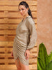 Shop Women's Grey Regular Fit Solid Casual Ruched Dress Online.