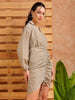 Shop Women's Grey Regular Fit Solid Casual Ruched Dress Online.