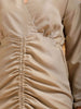 Shop Women's Grey Regular Fit Solid Casual Ruched Dress Online.