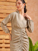 Shop Women's Grey Regular Fit Solid Casual Ruched Dress Online.