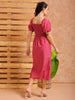 Shop Women's Pink A line Solid Casual Pleated Dress Online.