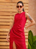 Shop Women's Pink A line Solid Partywear Draped Dress Online.