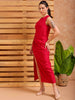 Shop Women's Pink A line Solid Partywear Draped Dress Online.