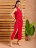 Shop Women's Pink A line Solid Partywear Draped Dress Online.
