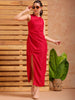 Shop Women's Pink A line Solid Partywear Draped Dress Online.