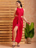 Shop Women's Pink Fit and Flare Solid Partywear Cut Out Dress Online.