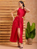 Shop Women's Pink Fit and Flare Solid Partywear Cut Out Dress Online.