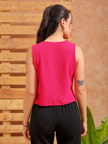 Shop Women's Pink Fitted Textured Ruffle Top Online.