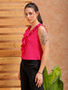 Shop Women's Pink Fitted Textured Ruffle Top Online.