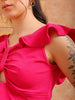 Shop Women's Pink Fitted Textured Ruffle Top Online.