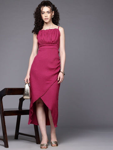 Freehand Women Fitted Textured Gathered Dress