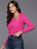 Freehand by The Indian Garage Co Women Fitted Textured Asymmetric Top